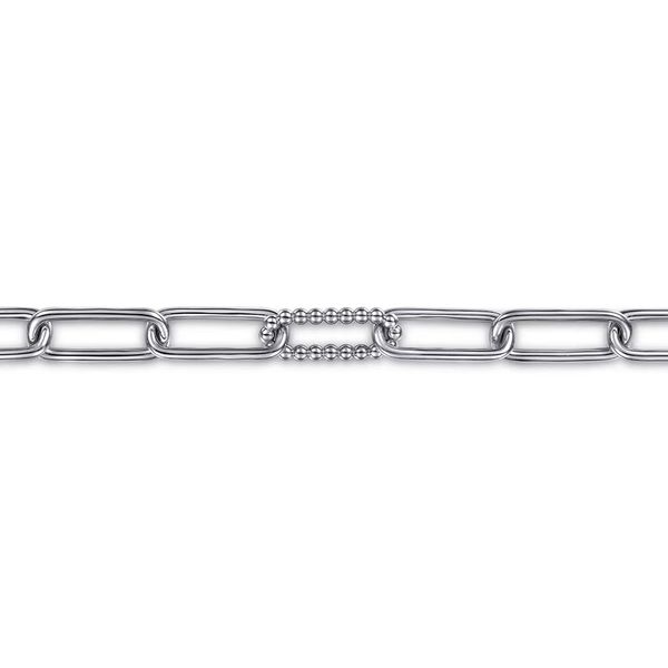 Polished and Beaded Paperclip Link Bracelet Image 2 Hingham Jewelers Hingham, MA