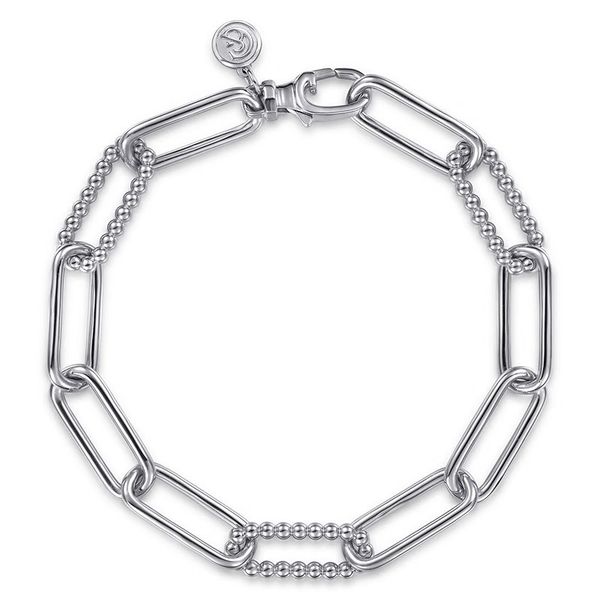Polished and Beaded Paperclip Link Bracelet Hingham Jewelers Hingham, MA