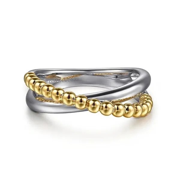 Two-Tone Beaded Criss Cross Ring similar item image