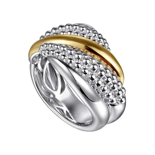 Two-Tone Multi Row Band Image 2 Hingham Jewelers Hingham, MA