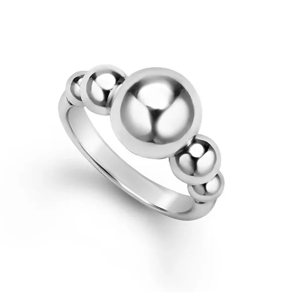 Caviar Bubbly Silver Beaded Ring