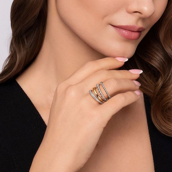 Two-Tone Beaded Stacking Ring Image 3 Hingham Jewelers Hingham, MA