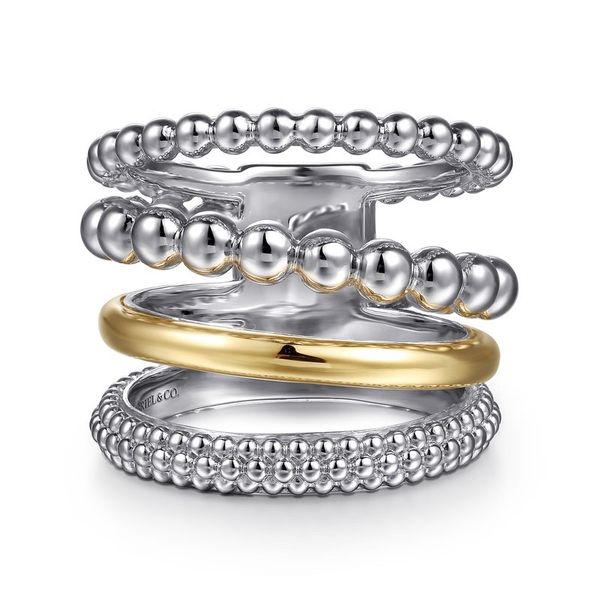 Two-Tone Beaded Stacking Ring Hingham Jewelers Hingham, MA