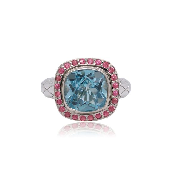Sky Blue Topaz and Pink Tourmaline Timeless Ring Hingham Jewelers Hingham, MA