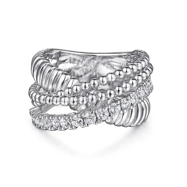White Sapphire Criss Cross Ring Hingham Jewelers Hingham, MA