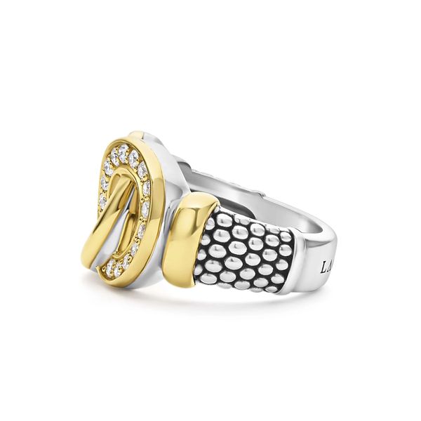 Signature Caviar Two-Tone Interlocking Diamond Statement Ring Image 2 Hingham Jewelers Hingham, MA