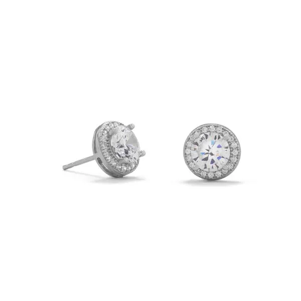 Cubic Zirconia Halo Studs Hingham Jewelers Hingham, MA