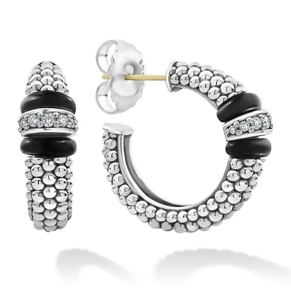 Black Caviar Diamond Hoop Earrings Hingham Jewelers Hingham, MA