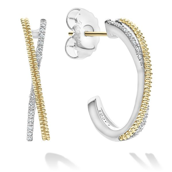 Caviar Lux Diamond Hoop Earrings Hingham Jewelers Hingham, MA