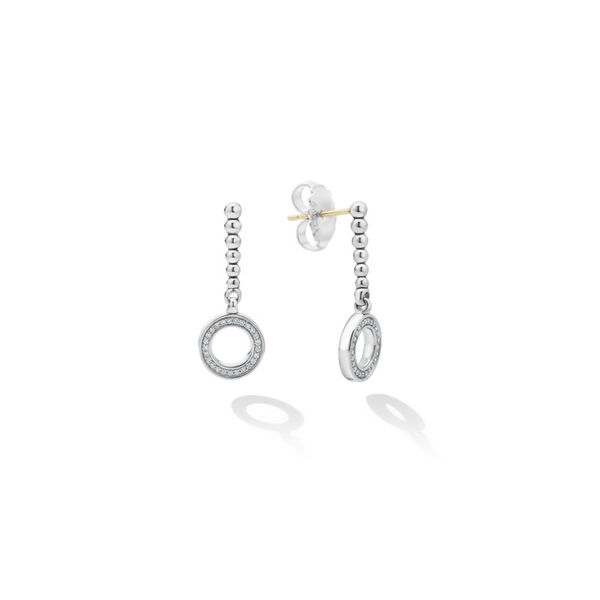 Caviar Spark Diamond Circle Drop Earrings Hingham Jewelers Hingham, MA