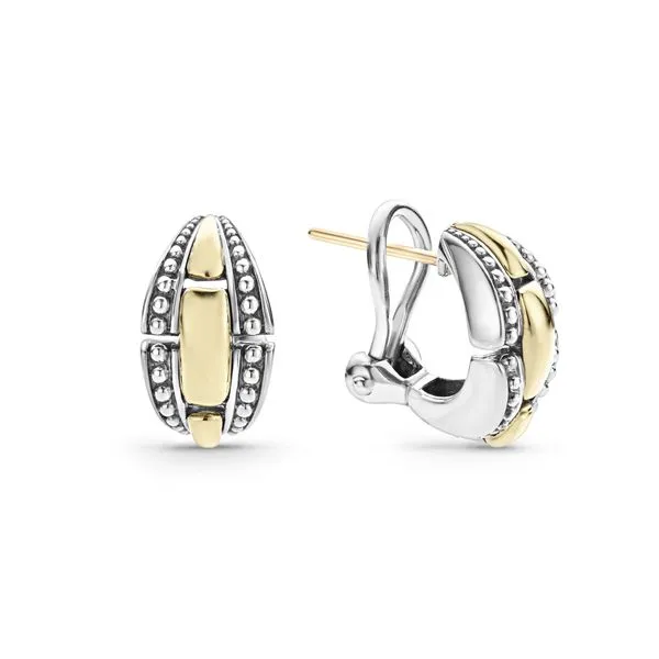 High Bar Gold Caviar Link Earrings Hingham Jewelers Hingham, MA