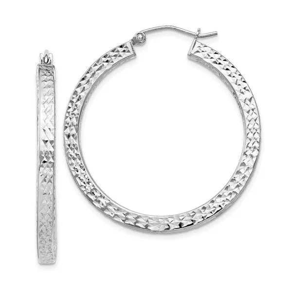 Diamond Cut Square Tube Hoops Hingham Jewelers Hingham, MA