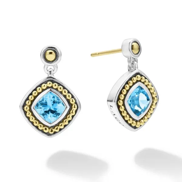 Caviar Color Swiss Blue Topaz Drop Earrings Hingham Jewelers Hingham, MA