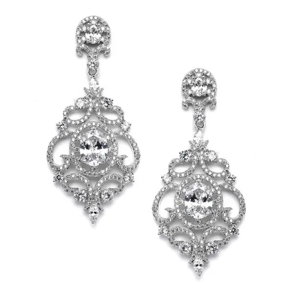 Victorian Scrolls Cubic Zirconia Chandelier Earrings Hingham Jewelers Hingham, MA