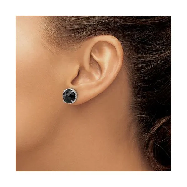 Black Onyx Stud Earrings Image 2 Hingham Jewelers Hingham, MA