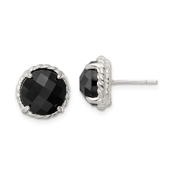 Black Onyx Stud Earrings 001 645 04139 SS Hingham Jewelers