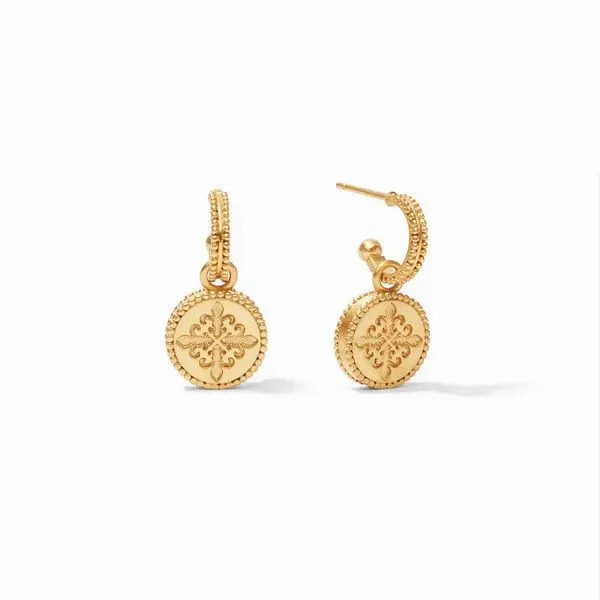 Fleur-de-Lis Hoop & Charm Earring Image 2 Hingham Jewelers Hingham, MA