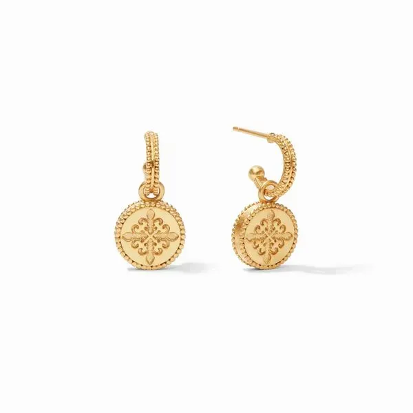 Fleur-de-Lis Hoop & Charm Earring Image 2 Hingham Jewelers Hingham, MA