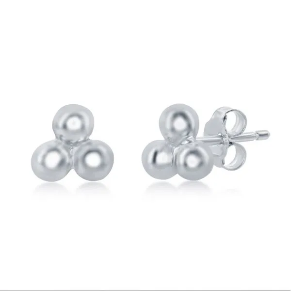 Triple Bead Stud Earrings Hingham Jewelers Hingham, MA
