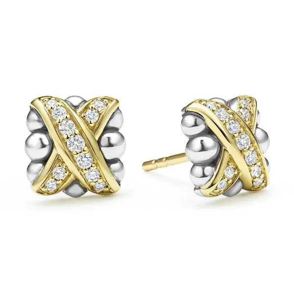 Embrace Two-Tone Diamond X Stud Earrings Hingham Jewelers Hingham, MA