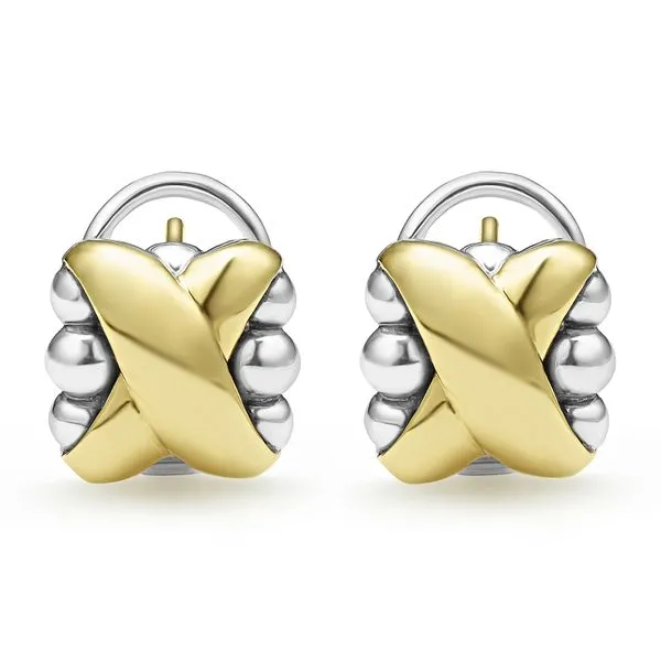 Embrace Two-Tone X Omega Clip Earrings Image 3 Hingham Jewelers Hingham, MA