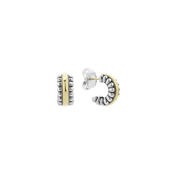 Signature Caviar Two Tone Small Flute Hoop Earrings Hingham Jewelers Hingham, MA