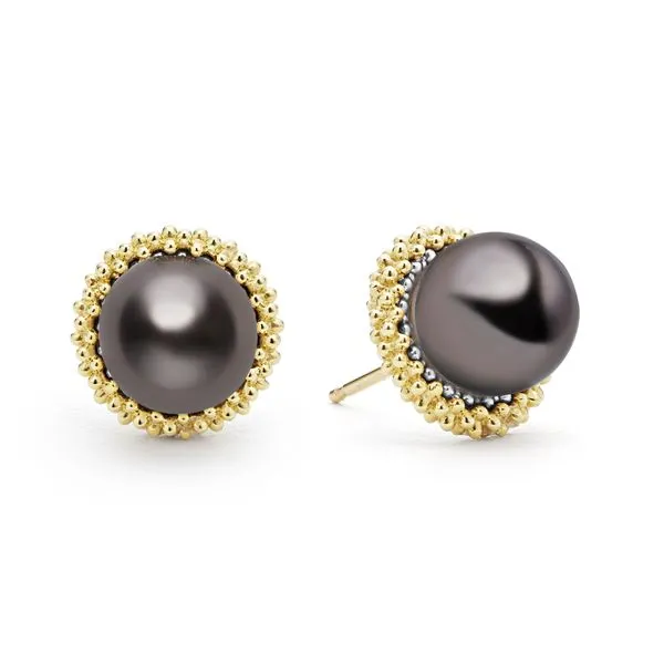 Luna 18K Gold Tahitian Black Pearl Stud Earrings Hingham Jewelers Hingham, MA