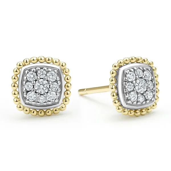 Rittenhouse Two-Tone Caviar Diamond Stud Earrings Hingham Jewelers Hingham, MA