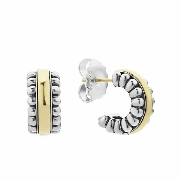 Signature Caviar Two Tone Small Flute Hoop Earrings Hingham Jewelers Hingham, MA