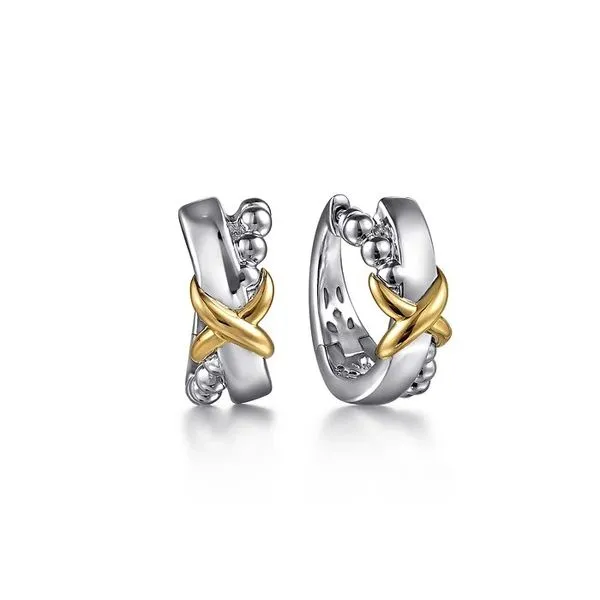 Criss Cross Beaded X Huggie Hoop Earrings Hingham Jewelers Hingham, MA