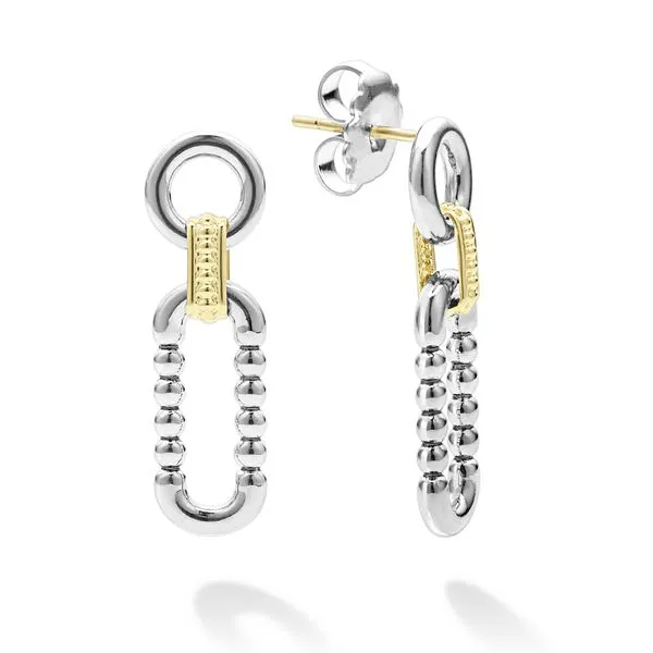 Signature Caviar Two Tone Link Drop Earrings Hingham Jewelers Hingham, MA