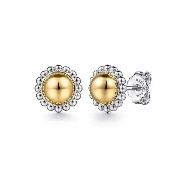 Two Tone Domed Beaded Stud Earrings Hingham Jewelers Hingham, MA