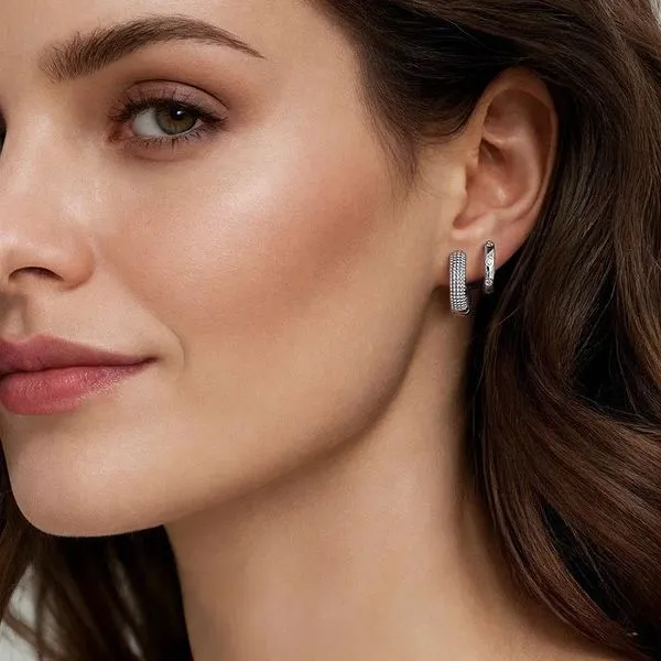 Double Huggie Hoop Earrings Image 2 Hingham Jewelers Hingham, MA