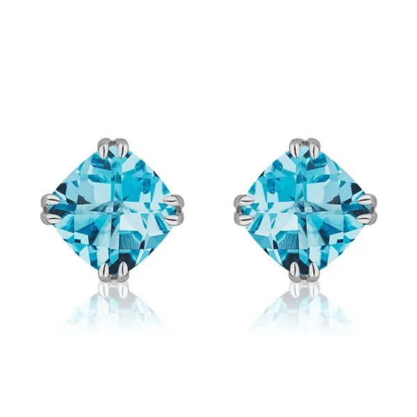 Blue Topaz Cushion Stud Earrings Hingham Jewelers Hingham, MA