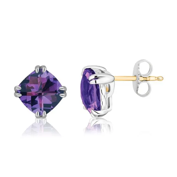 Amethyst Cushion Stud Earrings Image 2 Hingham Jewelers Hingham, MA