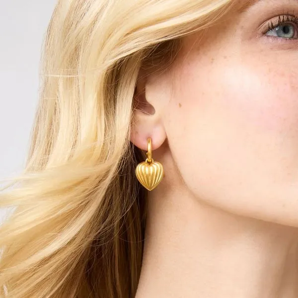 Puffy Heart Hoop & Charm Earring Image 2 Hingham Jewelers Hingham, MA