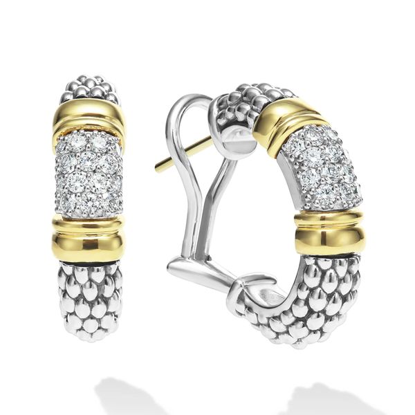 Signature Caviar Two-Tone Caviar Diamond Hoop Earrings Hingham Jewelers Hingham, MA