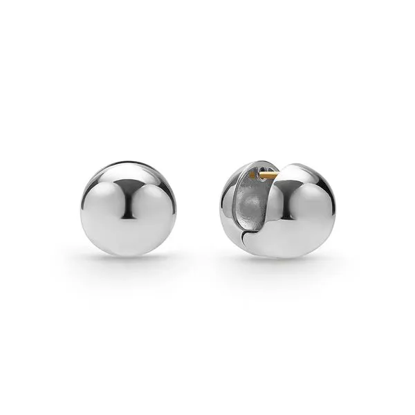 Caviar Bubbly Silver Round Huggie Earrings