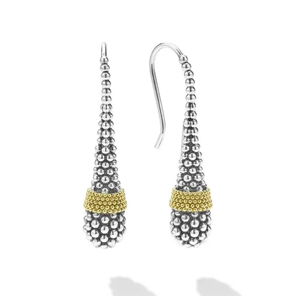 Signature Caviar Two-Tone Caviar Beaded Tear Drop Earrings