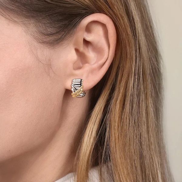 Shrimp Criss Cross J Hoop Earrings Image 2 Hingham Jewelers Hingham, MA