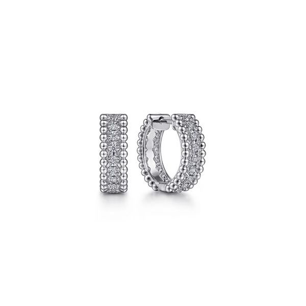 White Sapphire Huggie Hoop Earrings Hingham Jewelers Hingham, MA