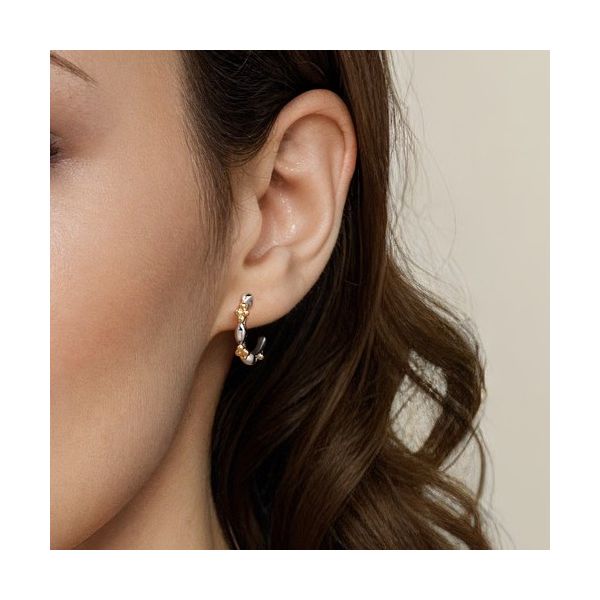 Two-Tone Hoop Earrings Image 2 Hingham Jewelers Hingham, MA