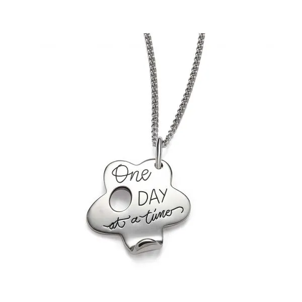 One Day At A Time Flower - Quote Necklace Hingham Jewelers Hingham, MA