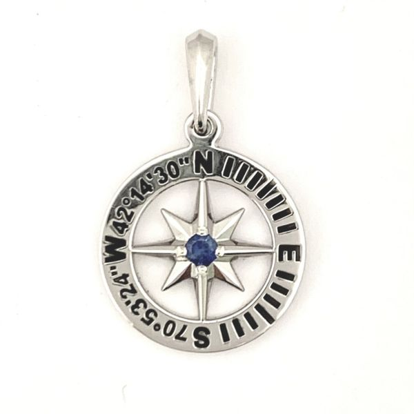 HJ Sapphire Compass Rose Pendant Hingham Jewelers Hingham, MA
