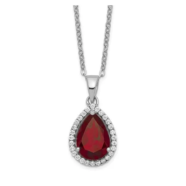 Garnet Halo Pendant Necklace Hingham Jewelers Hingham, MA