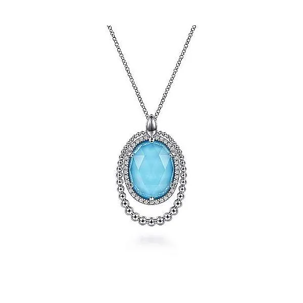 Turquoise and White Sapphire Pendant Necklace Hingham Jewelers Hingham, MA