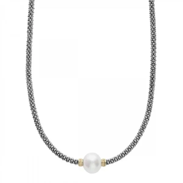 Luna Single Pearl Caviar Beaded Necklace Hingham Jewelers Hingham, MA