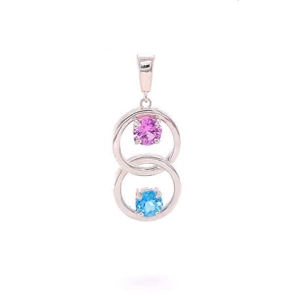Pink and Blue Interlocking Circle Pendant Hingham Jewelers Hingham, MA