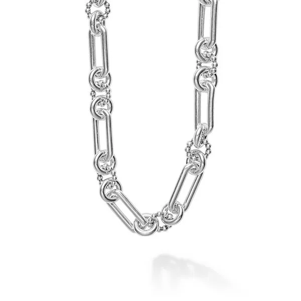 Signature Caviar Silver Link Necklace Hingham Jewelers Hingham, MA