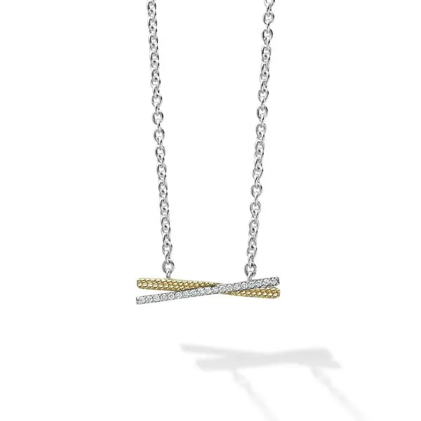 Caviar Lux Two Tone X Diamond Necklace Hingham Jewelers Hingham, MA